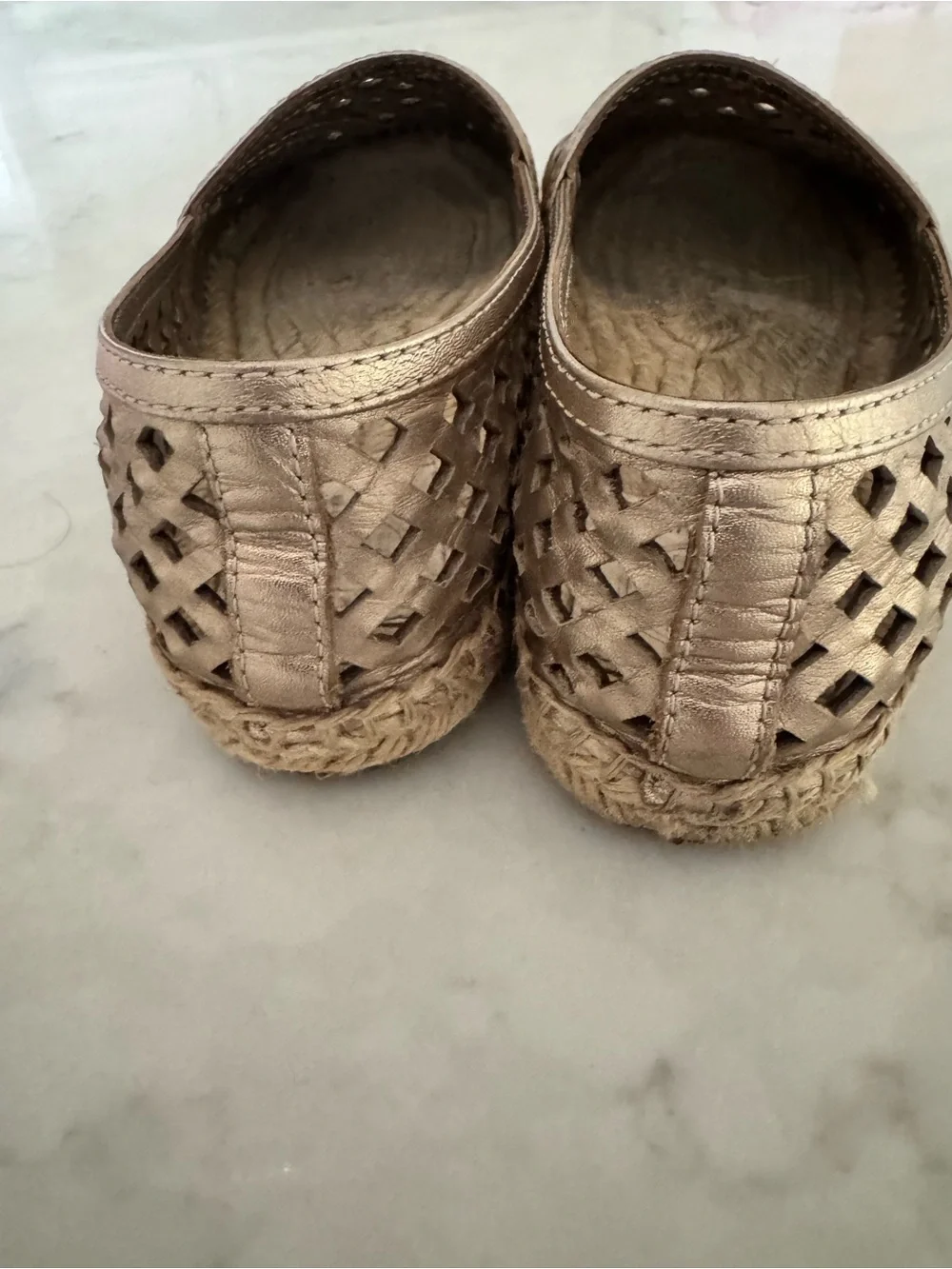 Tory Burch Metallic Gold Laser-Cut Espadrille Flats